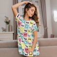 thumbnail image 6 of Salouo Cute French Bulldog Print Short Sleeve Sleepshirt for Womens Comfy Nightgown Scoopneck Cute Nightdress Ruffle -Medium, 6 of 7