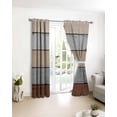 thumbnail image 4 of Fsddascl Brown Wooden Blackout Curtains for Bedroom/Living Room, Thermal Insulated Kitchen Curtains, Grey Stripe Gradient Country Rustic Grain Grommet Darkening Window Treatment Drapes 52"x96"x2, 4 of 8