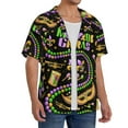 thumbnail image 2 of Pofeuu Mardi Gras3 Print Mens Casual Short Sleeve Shirts Beach Summer Spread Collar Pocket Tops Men's Casual Short-sleeved Shirt-3X-Large, 2 of 5