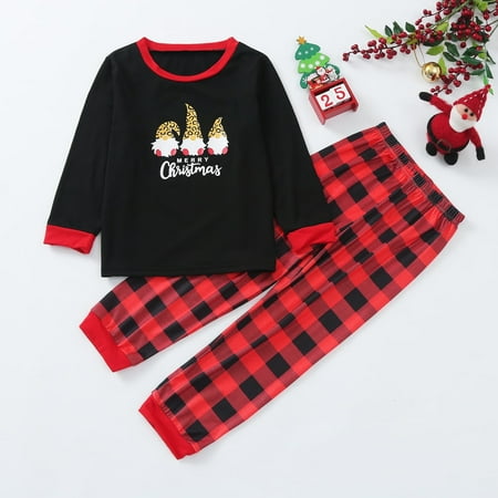 

Christmas Gifts Kids Child Merry Christmas Print Tops And Pants Plaid Set Xmas Family Matching Pajamas Sleepwear Outfit Cotton Blend Black 4 Years