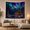Aurora Log Cabin, variant on Aurora Over Snowy Cabin with River, Serene Celestial for Nature Lovers, Northern Lights Wall Art, Christmas Gift, Tapestry Wall Hanging for Bedroom and Living Room