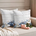 thumbnail image 2 of Fall Pumpkin Outdoor Waterproof Pillow Covers, Thanksgiving Blue White Orange Plants Wood Decorative Square Throw Pillowcase Sofa Cushion Sham for Patio/Couch/Chair, 24"x24" 2 Pack, 2 of 8