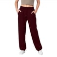 thumbnail image 2 of Sweatpants For Women Trendy Elastic Waist Cinch Bottom Lounge Pant Lightweight Baggy Joggers With Pocket 27" 28" 29" Inseam Wine 2XL, 2 of 6