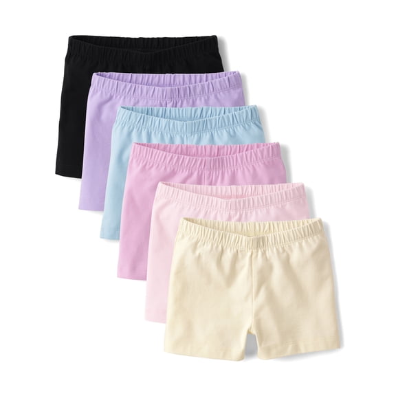 The Children's Place Girls Pull-On Everyday Cartwheel Shorts, 6-Pack, Sizes XS-XXL