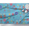 thumbnail image 3 of Soimoi Blue Rayon Crepe Fabric Insect & Floral Clip Art Print Sewing Fabric BTY 46 Inch Wide, 3 of 3