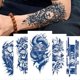 thumbnail image 2 of Temporary Tattoo Sticker, Blue Floral Design 6, 2 of 5
