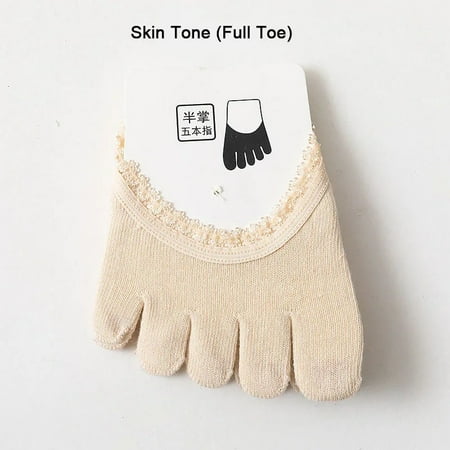

1 pair Five toes forefoot pads women s high heels wear half socks comfortable lace invisible socks foot pain care products Skin color-full toe