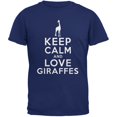 thumbnail image 1 of Keep Calm & Love Giraffes Metro Blue Adult T-Shirt, 1 of 1