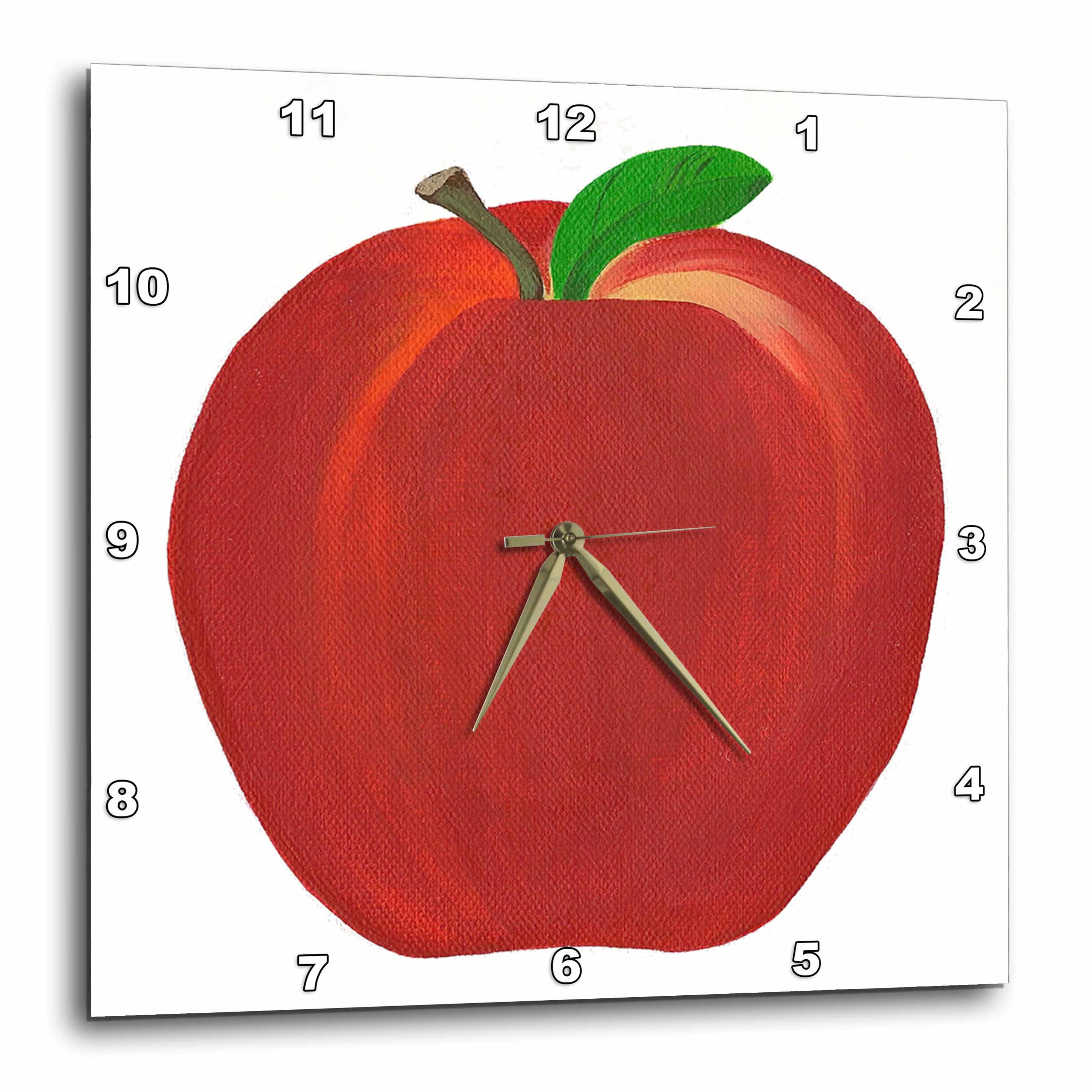 3dRose Red Apple Wall Clock, 10 by 10inch
