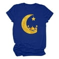 thumbnail image 5 of Penkiiy Muslim Ramadan T-Shirt for Women Women's Summer Moon Graphic Shirts Cute Boho Short Sleeve Round Neck Tee Girls Casual Loose Blouses 2XL Blue, 5 of 6
