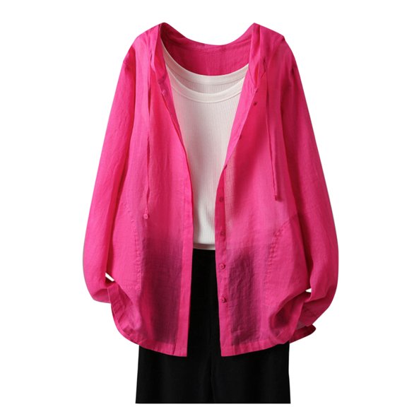 Women UPF 50 Sun Protection Jacket Casual Long Sleeve Flowy Sun Shirts Button Down Hiking Running Athletic Shirt