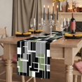 thumbnail image 2 of Table Runners 90 Inches Long Dress Scarves, Sage Green Black Geometric Farmhouse Coffee/Dining/Kitchen Table Runner for Living Room, Modern Abstract Art Block 13x90 Inch, 2 of 9