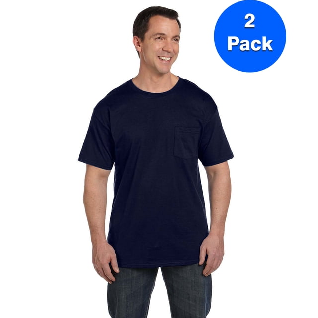 Hanes Men's Beefy-T avec Poche - 5190P (Lot de 2)