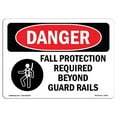 thumbnail image 1 of SignMission OS-DS-A-1218-L-2550 12 x 18 in. OSHA Danger Sign - Fall Protection Required Beyond, 1 of 1