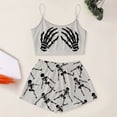 thumbnail image 2 of Xijirk Women Halloween Pajama Set Spaghetti Strap Crop Top with Shorts Skeleton Hand Print Loungewear for Sleepwear and Holiday Party,Grey,XL, 2 of 5