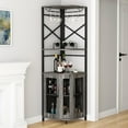 thumbnail image 4 of Winkalon Corner Bar Cabinet with Glass Holder, Industrial Wine Cabinet with Mesh Door, 5-Tier Liquor Bar Cabinet for Home Small Space, Grey, 4 of 8