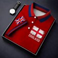 thumbnail image 3 of EliteGoogv Men Polo Shirt UK Flag Print Button Down Short Sleeve Casual Top For Men Festive Celebration Shirt Red 3XL, 3 of 7