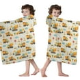 thumbnail image 4 of Cartoon Construction Vehicles Clouds Hooded Bath Towel，50"x30" for Ages 3 To 12 Kids, Quick Dry Lightweight Soft Microfiber Hood Beach Towel Cover Up for Kids, 4 of 7