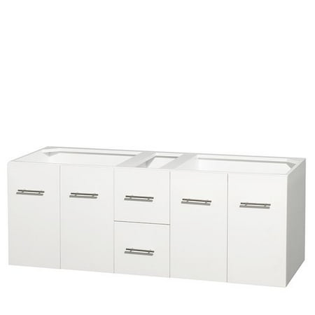 Wyndham Collection Centra 60 inch Double Bathroom Vanity in Matte White, No Countertop, No Sinks, and No Mirror