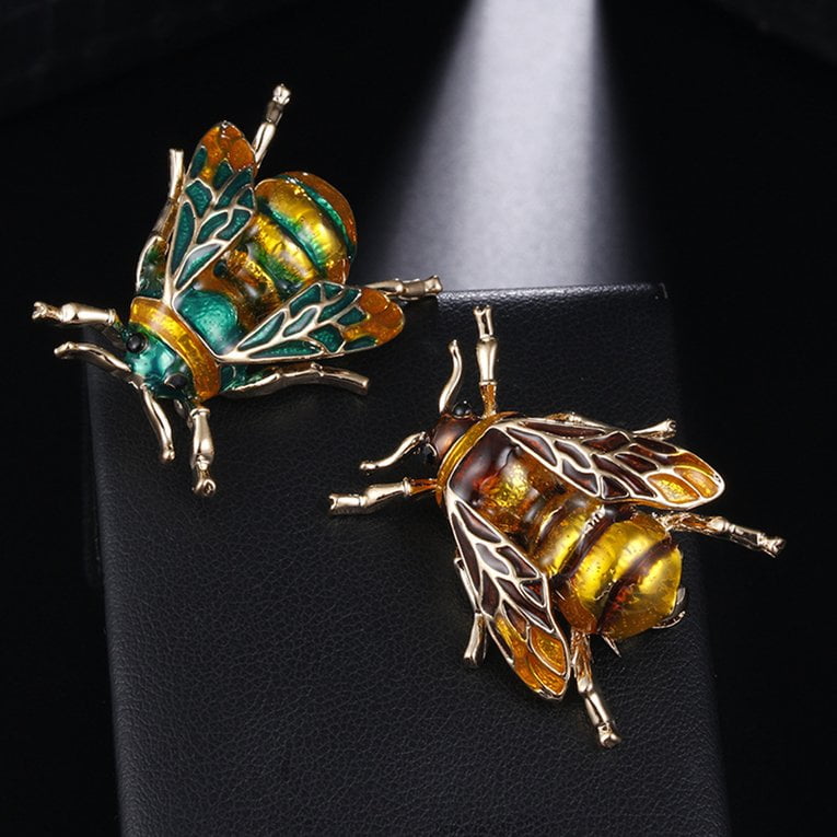 Personality Drip Yellow Green Bee Brooch Men and Women Insect Brooch Pin Yellow