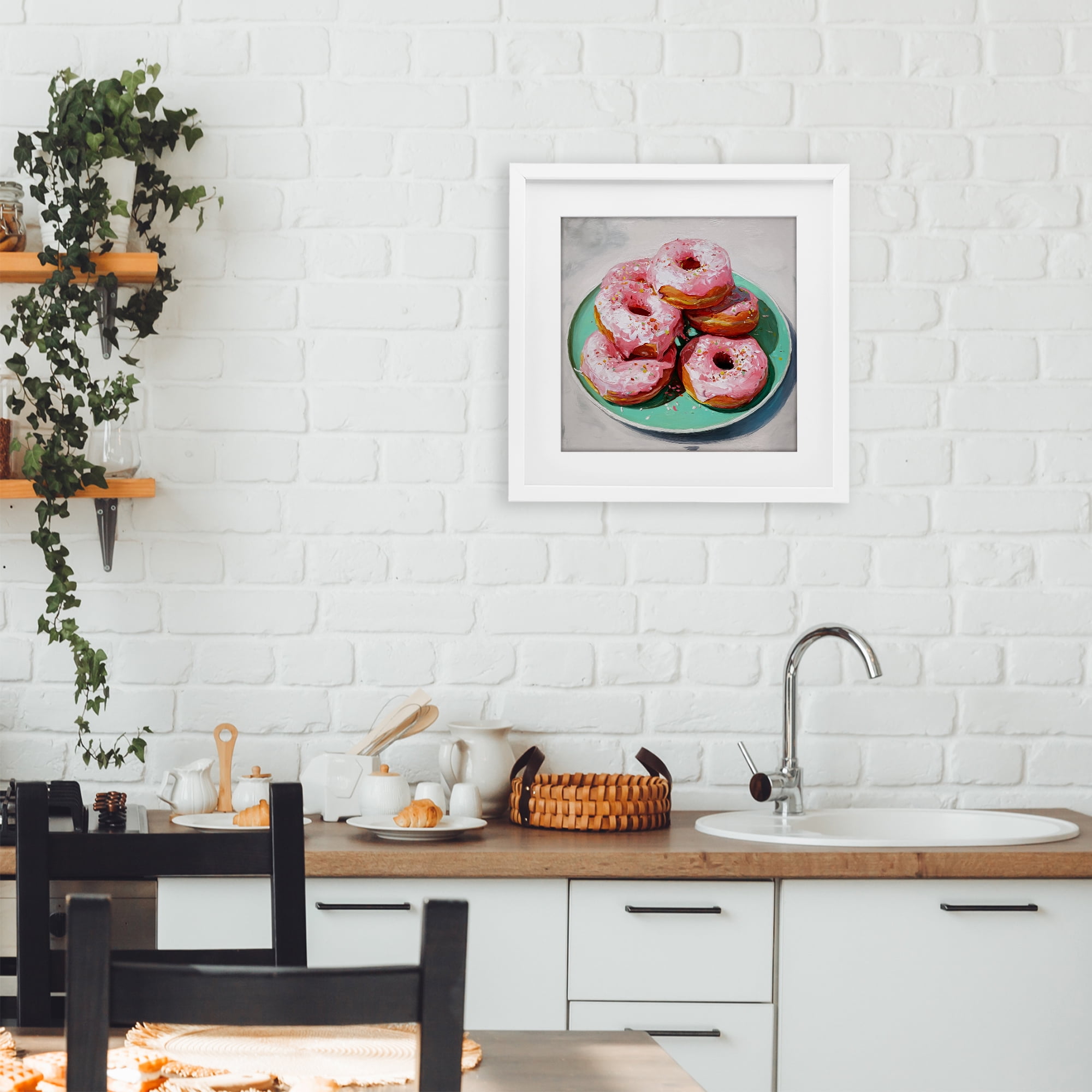 Stupell Industries Pink Frosted Donuts White Framed Print Under Glass, design by Tina LeCour