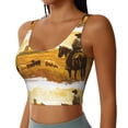 thumbnail image 2 of Fotbe Western Cowboy Ranch Pattern Womens' Sports Bra Longline Wirefree Padded with Medium Support Sports Moisture-Wicking Workou Vest,Tank Top-X-Large, 2 of 7