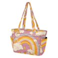 thumbnail image 2 of FORMRS Tote Bag for Women Quilted Large Capacity Travel Work Carry On Shoulder Handbag, Purple Retro Rainbow, 2 of 7