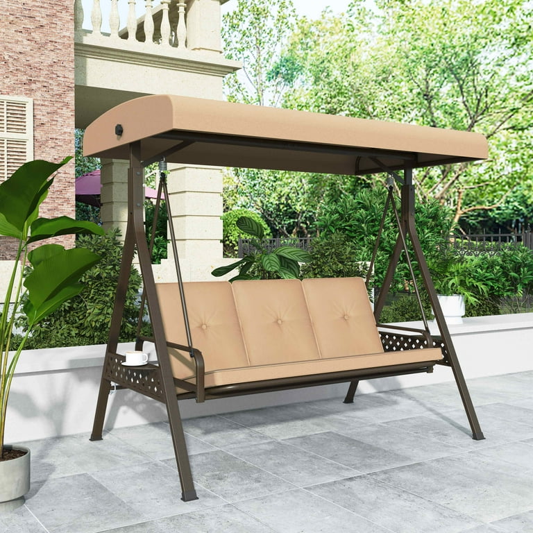 Summit Living 3-seat Outdoor Patio Porch Swing, in Convertible