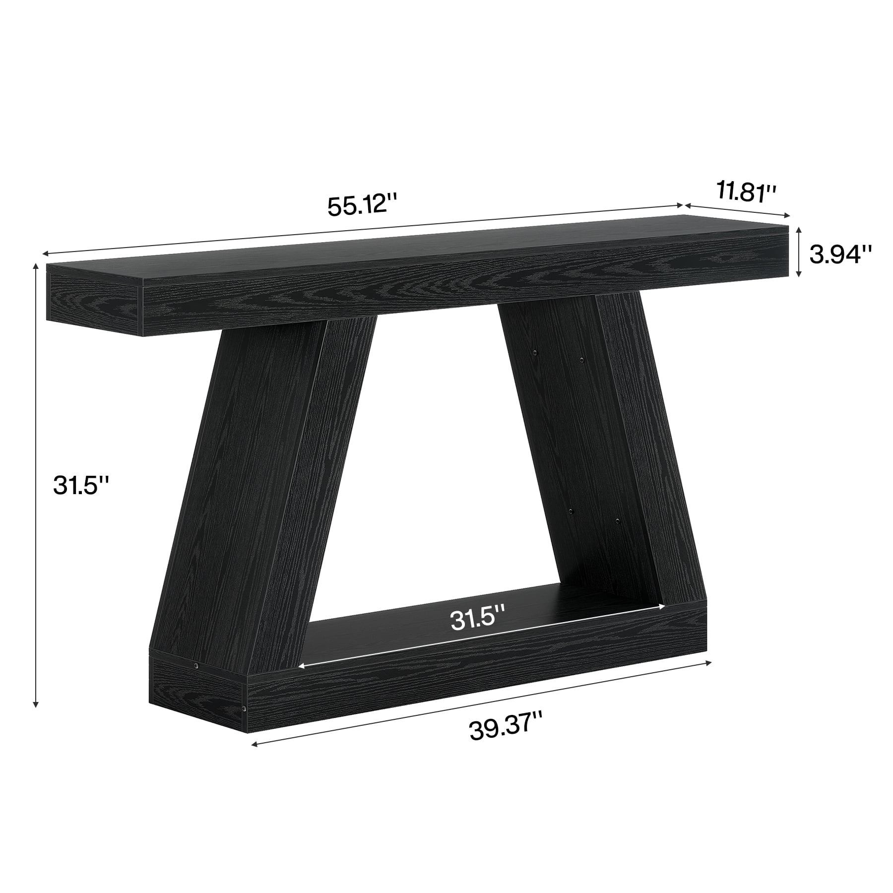 Fnova 55" Farmhouse Console Table, 2-Tier Storage Sofa Table, Long Wood Entryway Table for Hallway, Living Room, Easy Assembly