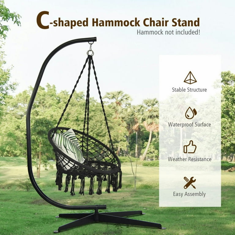 Gouun Solid Steel C Hammock Frame Stand Black