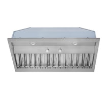 Hauslane In-R200 36” Pro-Style Built-In Range Hood | 18” Deep, Low Noise, Contemporary Design, Full-Size Handles, Baffle Filters, LED Lamps | 120V