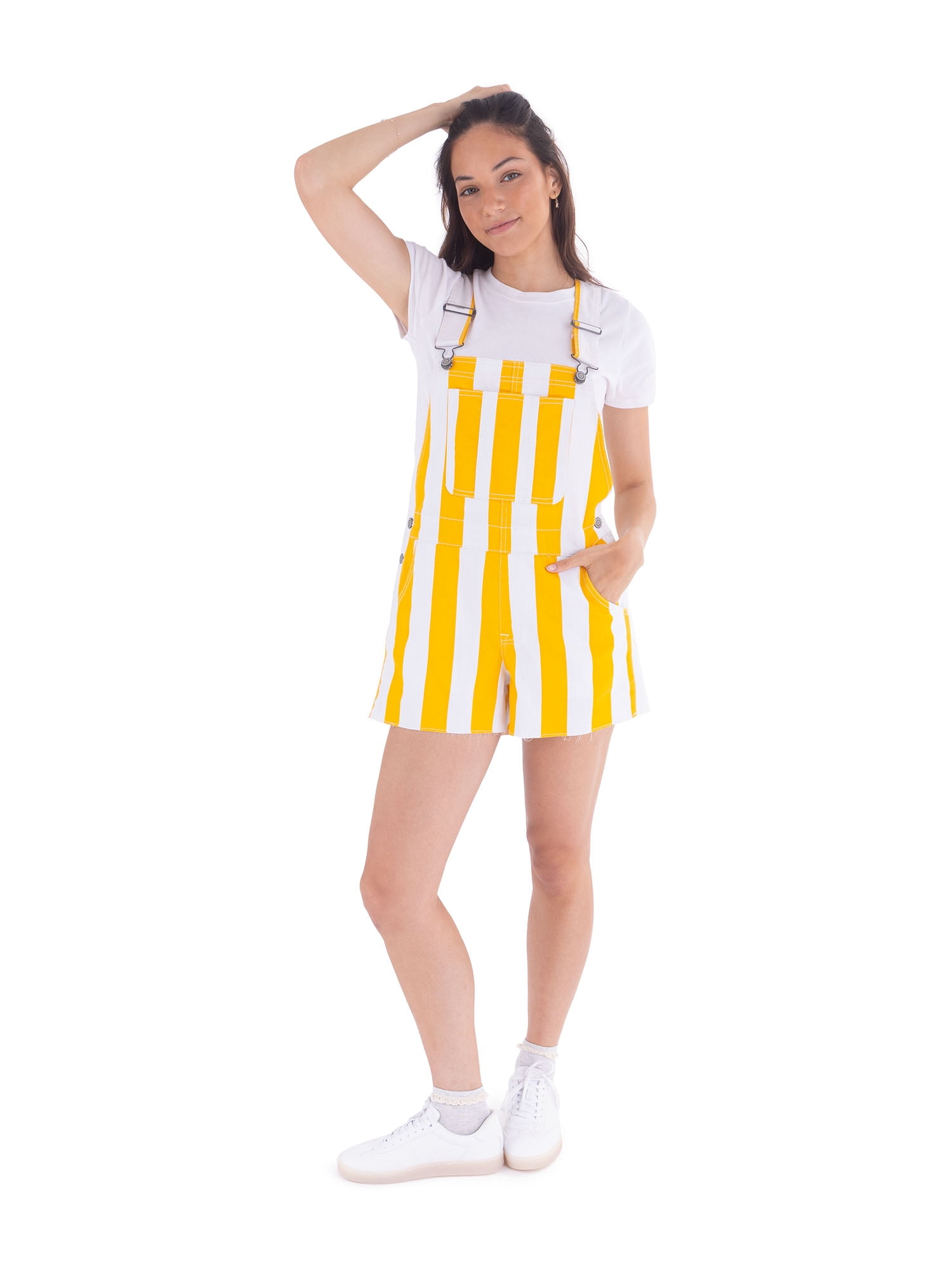 No Boundaries Game Day Raw Hem Shortalls, 3" Inseam, Women's Sizes XXS-XXL