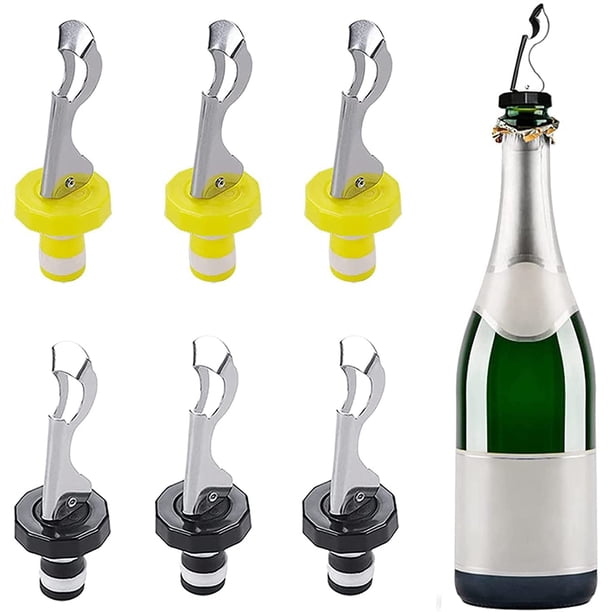 6 Piezas Tapón de Botella de Vino, Tapón de Palanca para Botella, Tapón de Botella de Vino de Silicona, Tapón de Vino Reutilizable y Universal para Botella de Champán, Vino y Cerveza, Mantenga el