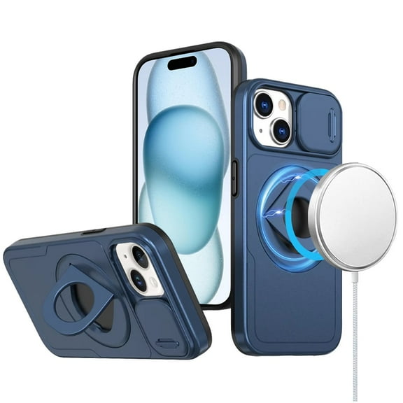 Designed for Apple iPhone 11 Full Coverage with Camera Window, Magnetic Circle, Rotatable Ring Stand, MagSafe Compatible, Shockproof Hybrid Protectiv Phone Case Cover - Blue