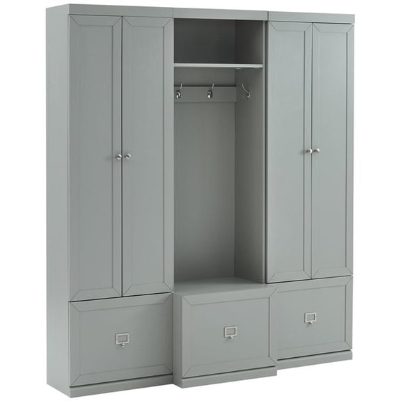 Pemberly Row 3 Piece Modern Wooden Entryway Storage Set in Gray