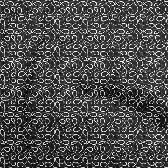 oneOone Polyester Spandex Black Fabric Abstracts Dress Material Fabric Print Fabric By The Yard 56 Inch Wide