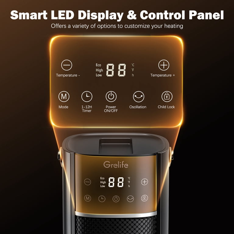 1500W Electric Space Heater with Remote, 26 Portable Heater 75°  Oscillating Heater with Night Light for Office, Home - Walmart.com