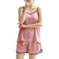thumbnail image 4 of SAZBJOJN Womens Pajamas Sleeveless Cami Shorts Pajama Set Soft Casual Lightweight Breathable Pajamas for Women Set Summer Sleepwear for Daily Home Rest Pink Size One Size, 4 of 5