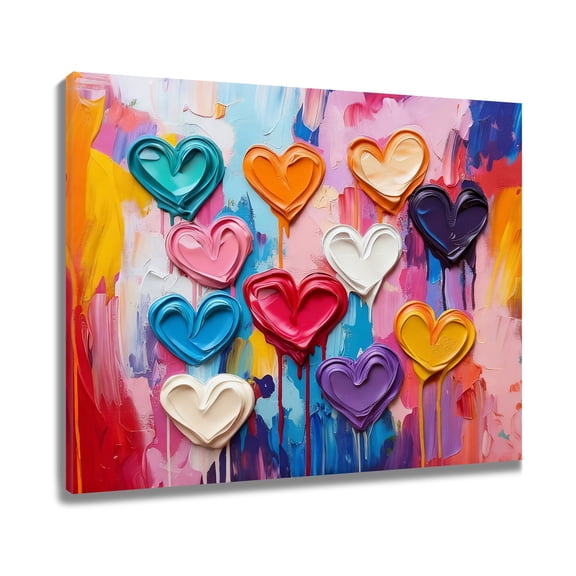NEONWE Colorful Heart Graffiti Canvas Wall Art Valentines Love-Themed Romantic Prints Posters Living Room Decor Modern Abstract Home Art Bedroom Bathroom Office Wall Decor, 8x10 Inches