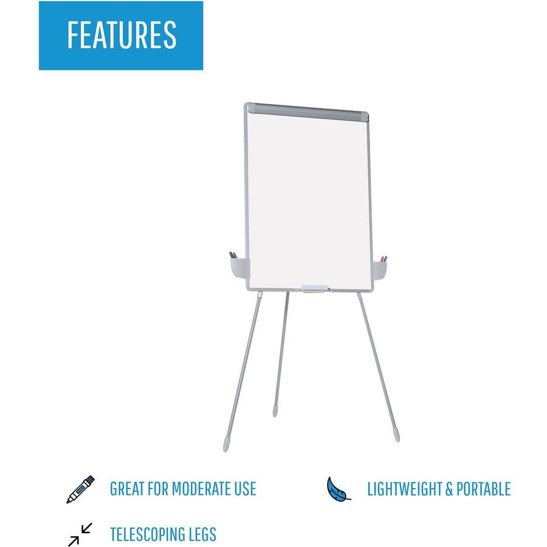 Mastervision Dry-erase Portable Tripd Easel - 29" (2.4 Ft) Width X 41" (3.4 Ft) Height - White Melamine Surface - Gray Aluminum Frame - Silver Stand - Rectangle - Portable, Desktop, Floor Standing -
