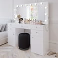 thumbnail image 3 of Boahaus Kiana Extra Large Makeup Vanity with Lights, Mirror, Stool, 7 Drawers, USB, White, 3 of 12