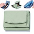 thumbnail image 2 of Mini Wallet, New Leather RFID Blocking Card Holder Organizer Pocket Mini Wallet for Men's and Women's (Light Green), 2 of 4