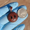 thumbnail image 5 of Real Solid  925 Sterling Silver Fire Red Orange Angry Face Emoji Iced CZ Flooded Out Pendant, 5 of 7