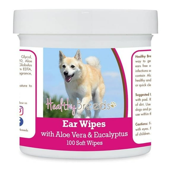 Healthy Breeds 192959824216 Norwegian Buhund Ear Cleaning Wipes with Aloe & Eucalyptus for Dogs - 100 Count