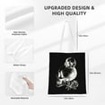 thumbnail image 4 of DouZhe Reusable Grocery Bags, Death Skeleton Skull Rose Lightweight Polyester Canvas Cloth Tote Bag for Travle Gym Shopping School, 15" x 16", 4 of 7