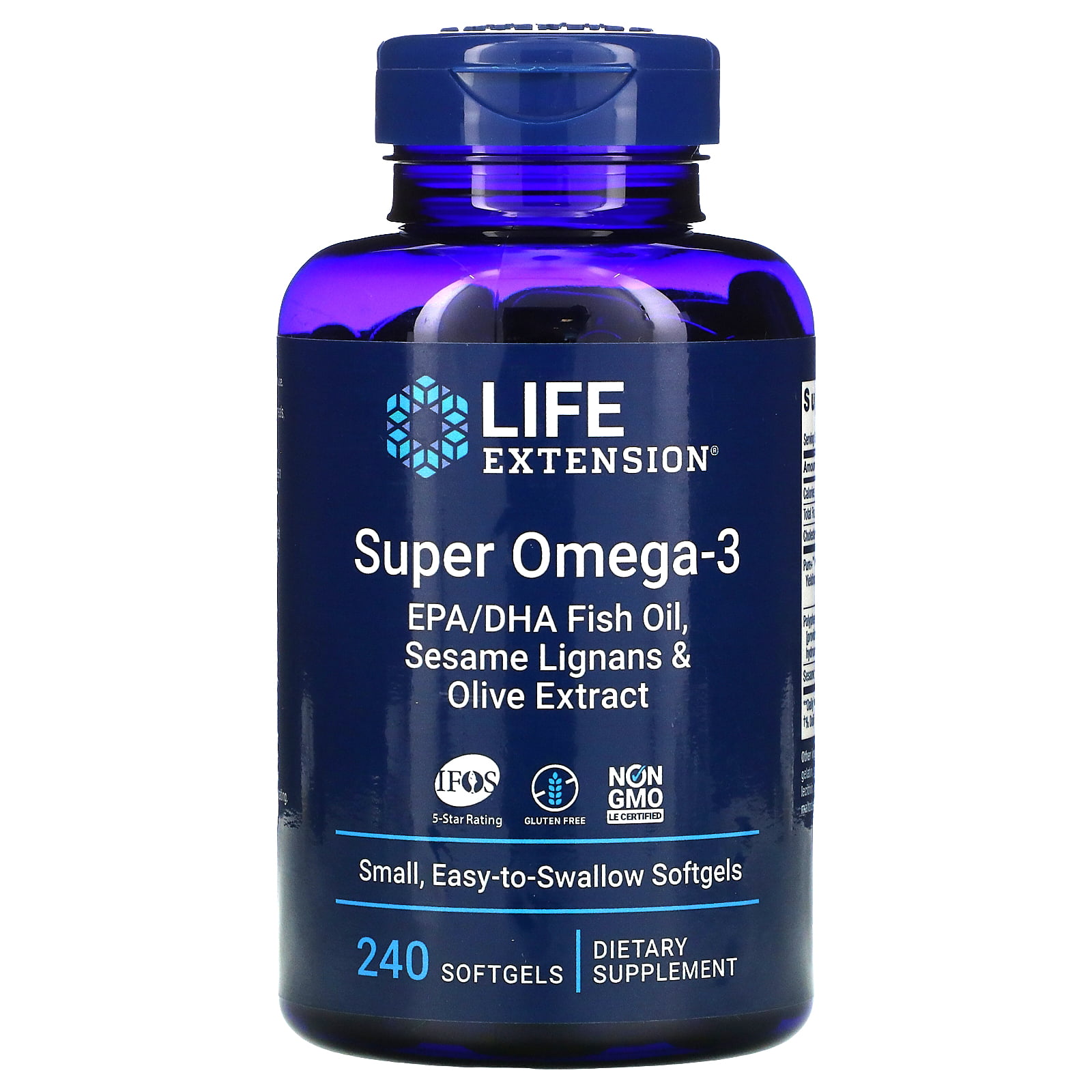ongeluk vijandigheid correct Life Extension Super Omega-3 EPA/DHA with Sesame Lignans & Olive Extract  Softgels, 240 Ct - Walmart.com