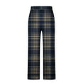 thumbnail image 5 of qolati Men's Plaid Pajamas Pants Elastic Waist Drawstring Cotton Linen Casual Lounge Pjs Trousers Casual Breathable Wide Leg Beach Pants with Pockets, 5 of 5