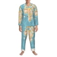 thumbnail image 3 of Lsque World Map With Animals 1 Pattern Long Sleeve Pajama Set for Men - Soft 2-Piece Sleepwear and Loungewear Set with Pockets, Comfy Nightwear-Medium, 3 of 7