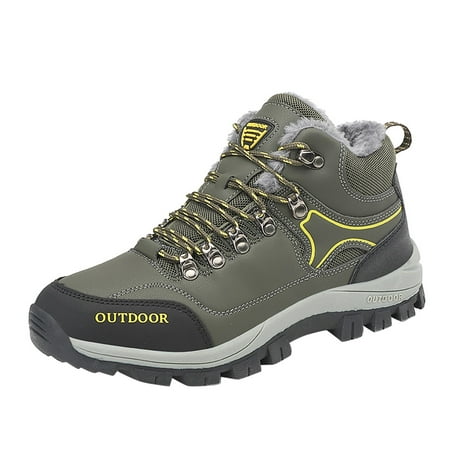 XDDST Fall Boots Mens Shoes Leather Casual Solid Color Lace Up Plus Cotton Casual Shoes Climbing Shoes Winter Ankle Boots