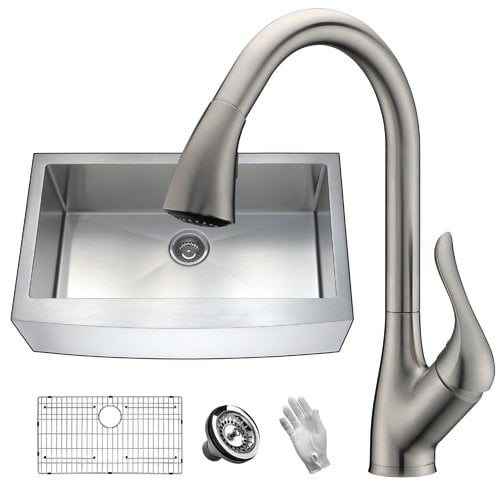 Anzzi Elysian 36 X 21 Farmhouse Kitchen Sink With Faucet Walmart Com Walmart Com
